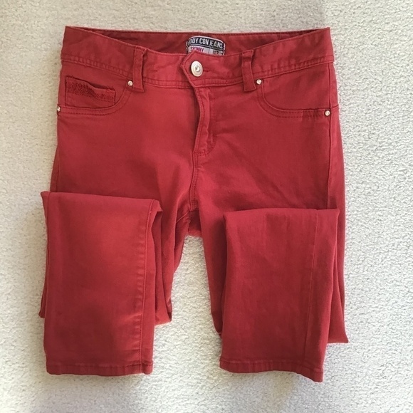Body Con Jeans by Amethyst skinny Red Size 7 - Picture 3 of 6